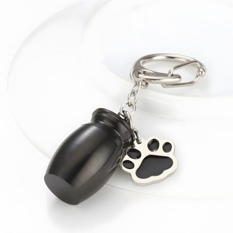 Pet Memorial Keychain - Custom Engraved Dog Paw Urn Pendant