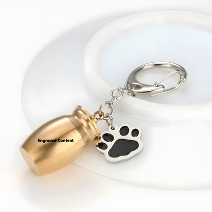 Pet Memorial Keychain - Custom Engraved Dog Paw Urn Pendant