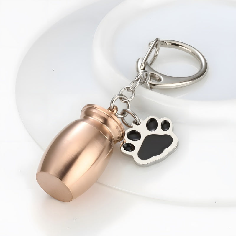 Pet Memorial Keychain - Custom Engraved Dog Paw Urn Pendant