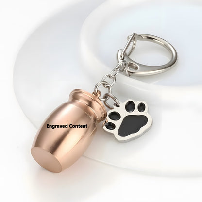 Pet Memorial Keychain - Custom Engraved Dog Paw Urn Pendant