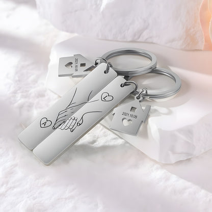 Customized personalized puzzle keychain - Valentine's Day gift for couples