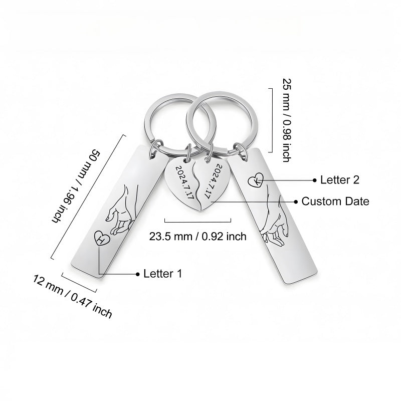 Customized personalized puzzle keychain - Valentine's Day gift for couples