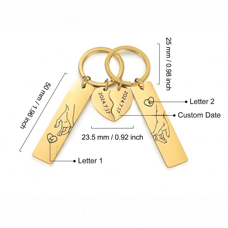 Customized personalized puzzle keychain - Valentine's Day gift for couples