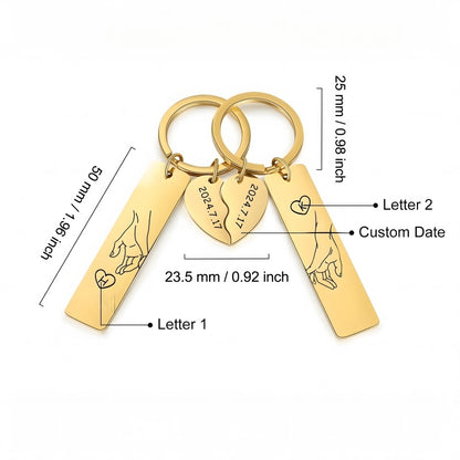 Customized personalized puzzle keychain - Valentine's Day gift for couples