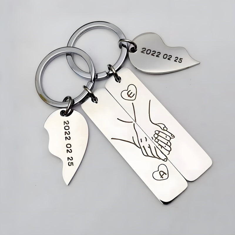 Customized personalized puzzle keychain - Valentine's Day gift for couples