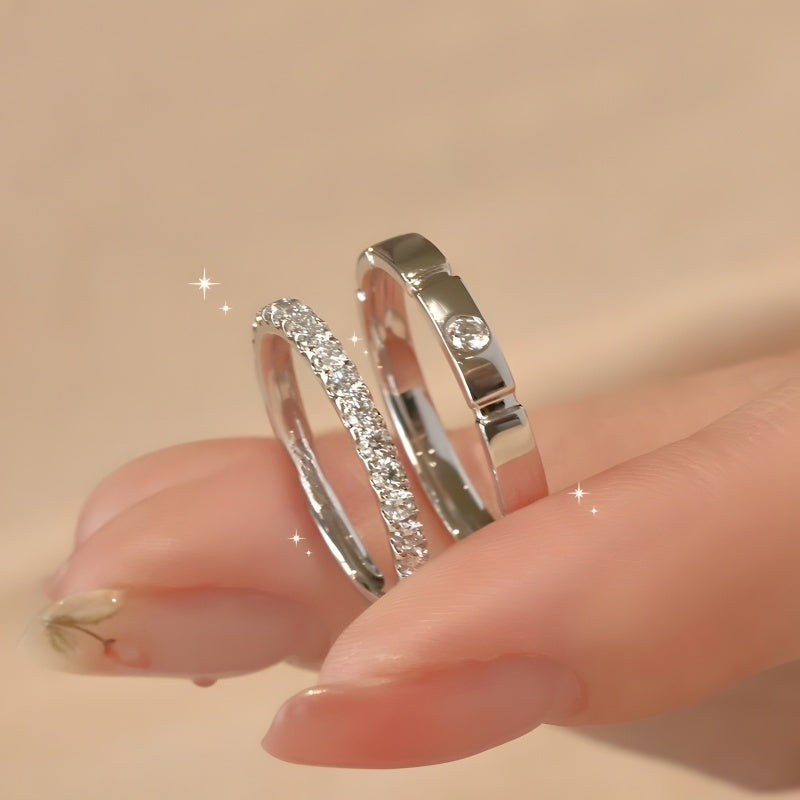 Minimalist Moissanite Couple Rings | Wear-Resistant Plated 925 Sterling Silver