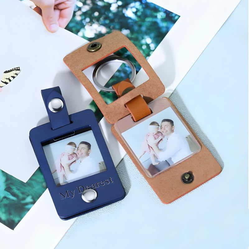 Customized photo heart keychain - "Your love, frozen in time."