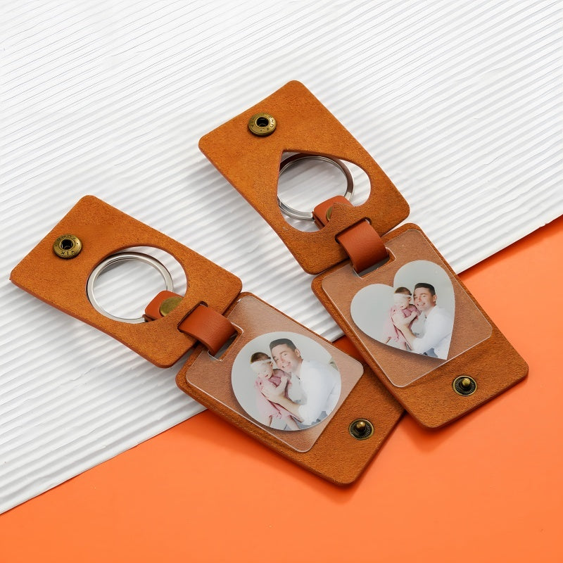 Customized photo heart keychain - "Your love, frozen in time."