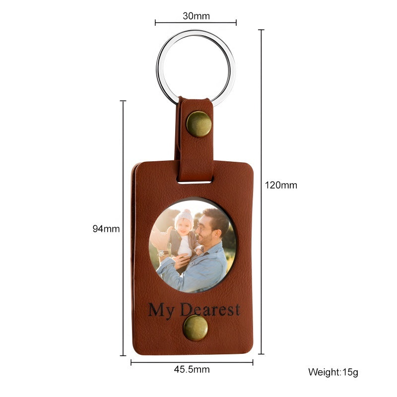 Customized photo heart keychain - "Your love, frozen in time."