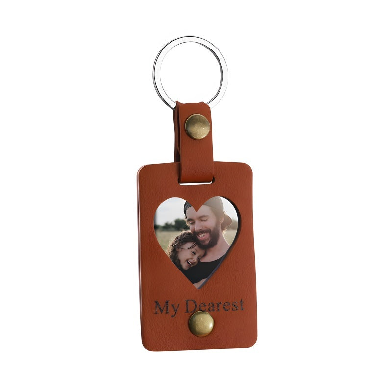 Customized photo heart keychain - "Your love, frozen in time."