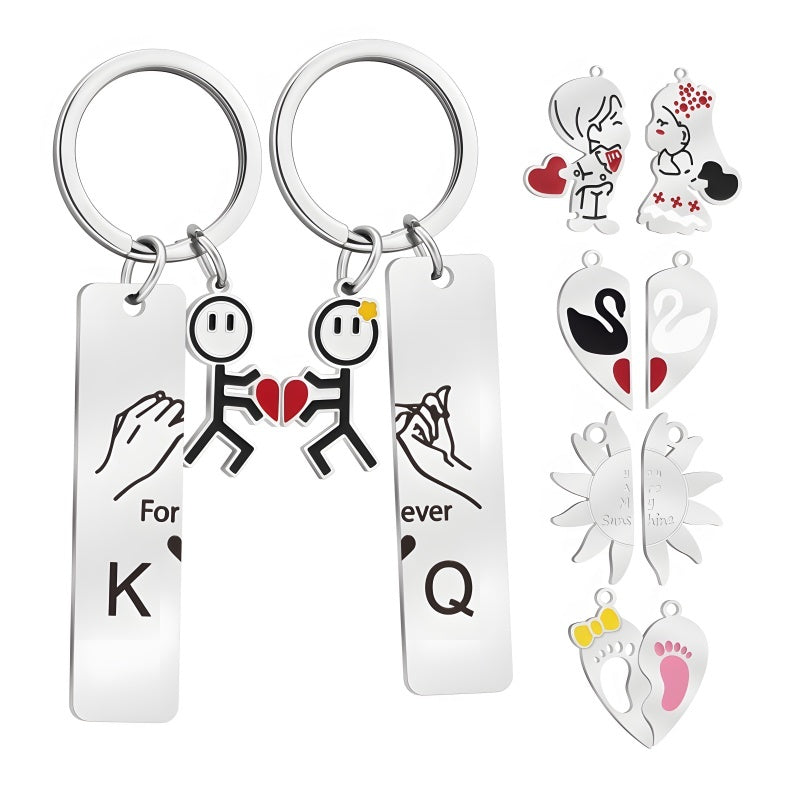 Customized couple puzzle heart-shaped keychain - a must-have for couples