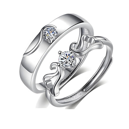 Eternal Wings Moissanite Couple Rings - Promise Woven in Sterling Silver