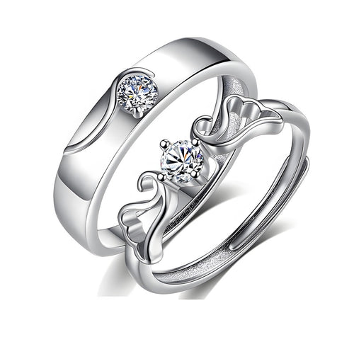 Eternal Wings Moissanite Couple Rings - Promise Woven in Sterling Silver