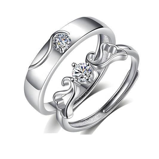 Eternal Wings Moissanite Couple Rings - Promise Woven in Sterling Silver