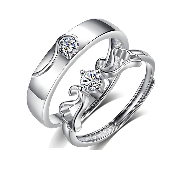 Eternal Wings Moissanite Couple Rings - Promise Woven in Sterling Silver