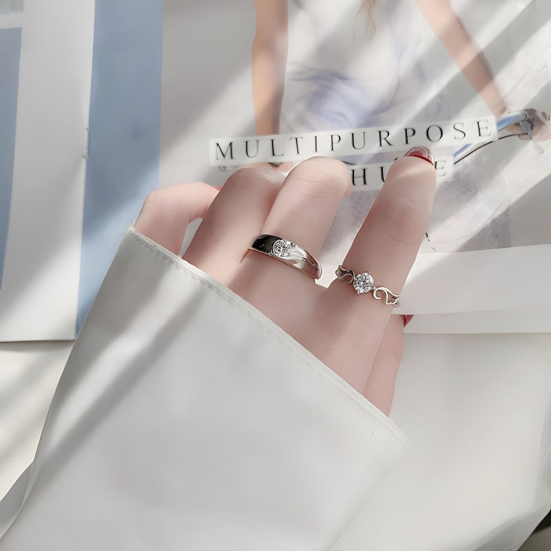 Eternal Wings Moissanite Couple Rings - Promise Woven in Sterling Silver