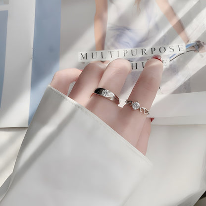 Eternal Wings Moissanite Couple Rings - Promise Woven in Sterling Silver